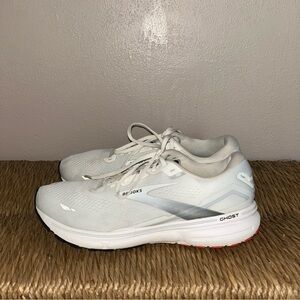 Brooks ghost Men's White and Gray Athletic Shoes